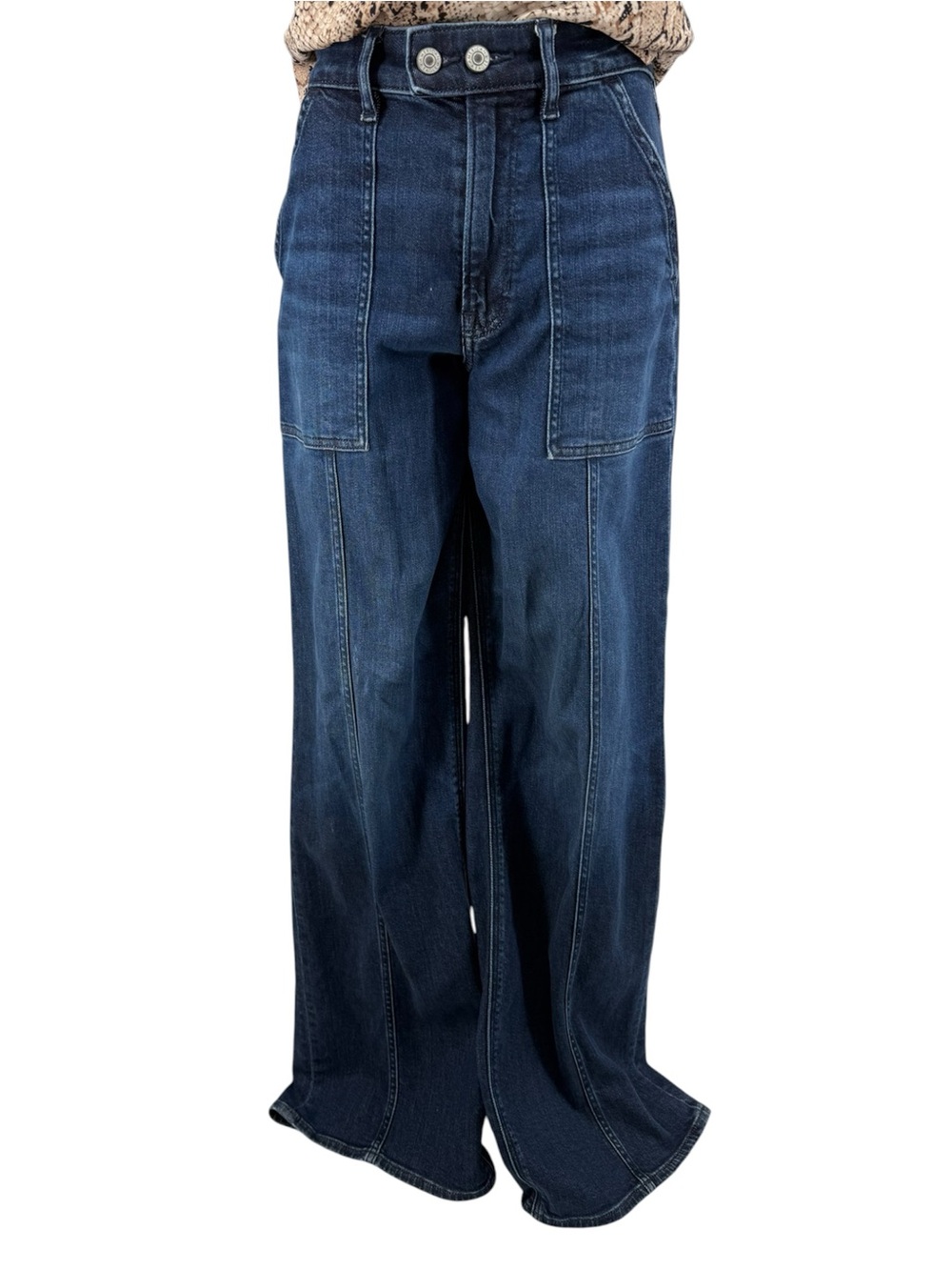 American Eagle Super HR Baggy Wide-Leg Dark Blue Denim Jeans